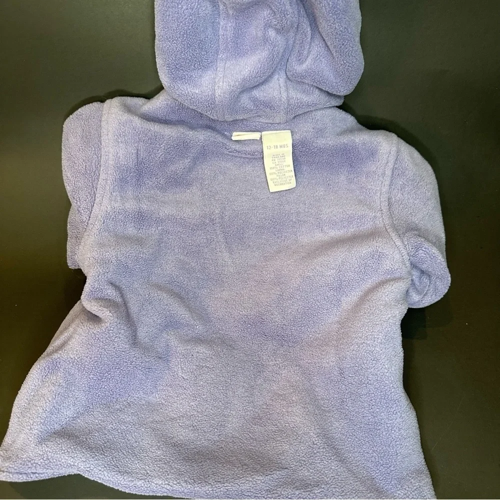 Gymboree Vintage 12-18 Mo REVERSIBLE Purple Ditzy Floral Fleece Coat Jacket Hood